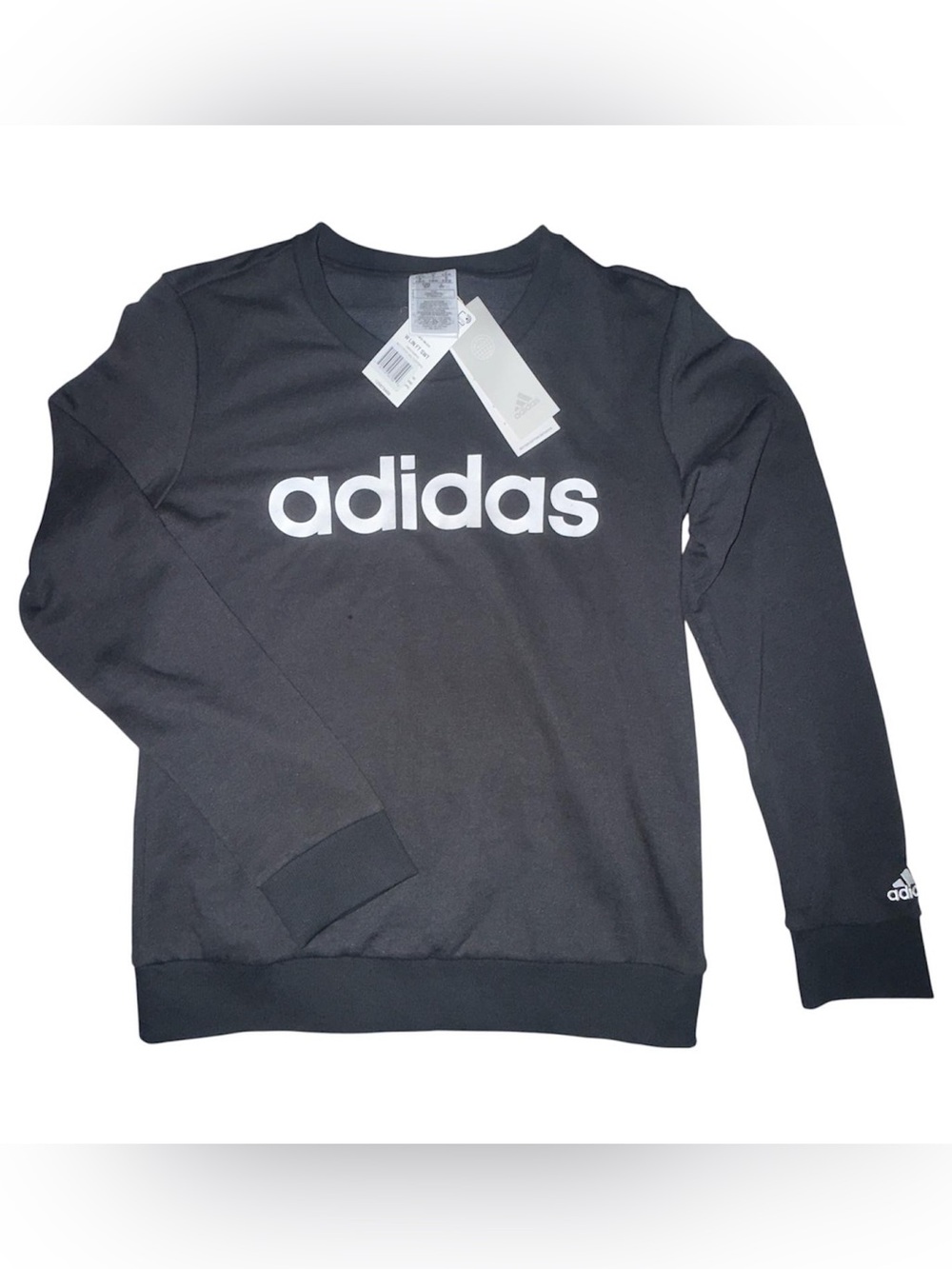 adidas Women’s Essentials Linear French Terry Sweatshirt Black S NWT